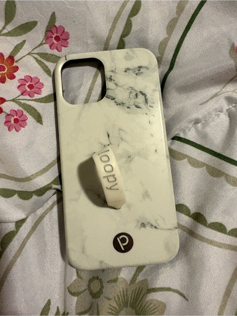 Loopy Case White Marble Phone Case with Loopy Ring